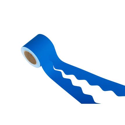 EduCraft Scalloped Paper Border Rolls - Blue - 57mm x 100m