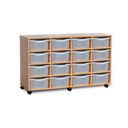 GALT Mobile Quad Storage Unit with 16 Trays - Wood/Clear