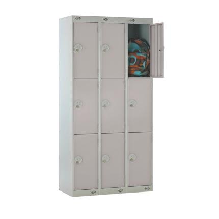 Full Size Steel Lockers - Nest of 3 - Grey - 2 Door