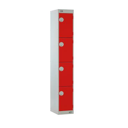 Full Size Steel Lockers - Red - 4 Door