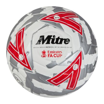 Mitre FA Cup 24/25 Match Football - White/Silver/Red - Size 5