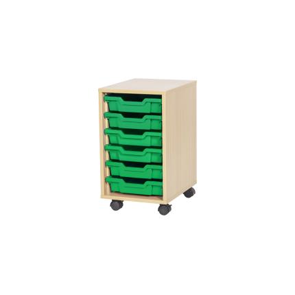GALT Single Unit with 6 Shallow Gratnells Trays - Maple - Green
