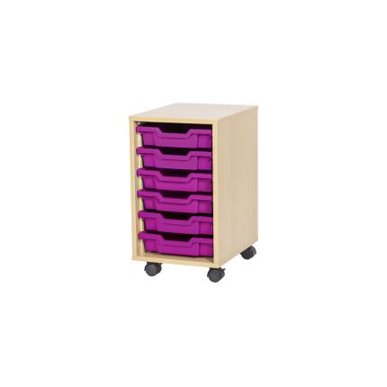 GALT Single Unit with 6 Shallow Gratnells Trays - Maple - Purple