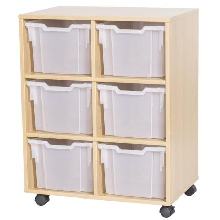 GALT Double Unit with 6 Extra Deep Gratnells Trays - Maple - Clear