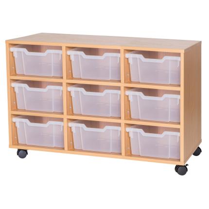 GALT Triple Unit with 9 Deep Gratnells Trays - Beech - Clear