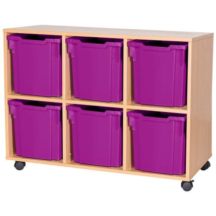 GALT Triple Unit with 6 Jumbo Gratnells Trays - Beech - Purple