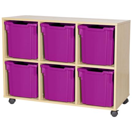 GALT Triple Unit with 6 Jumbo Gratnells Trays - Maple - Purple