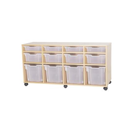 GALT Combination Quad Unit with 12 Gratnells Trays - Maple - Clear