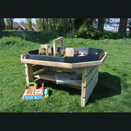 Outdoor Wooden Play Tray Stand With Storage from Hope Education