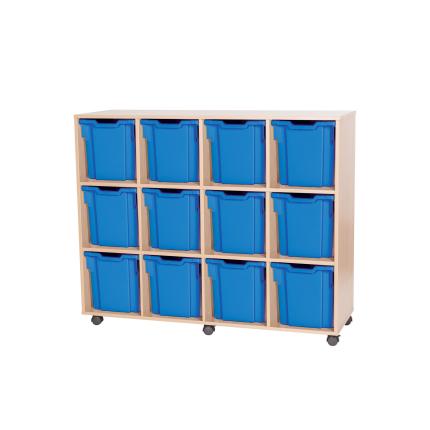 GALT Quad Unit with 12 Jumbo Gratnells Trays - Maple - Blue