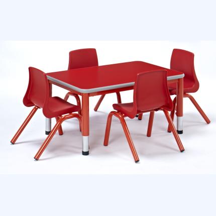 Harlequin Small Rectangular Bundle & 4 Chairs - 8-11 Years - Red