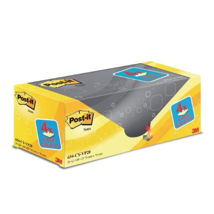 Post-it Notes - Canary Yellow - 76 x 76mm - Pack of 16 + 4 FREE