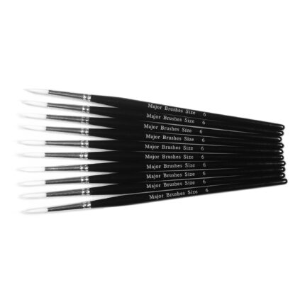 White Synthetic Sable Brushes - Round - Size 6 - Pack of 5