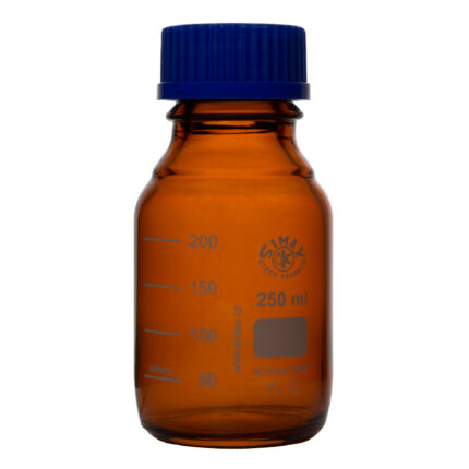 Simax Screw Top Reagent Bottle - Amber/Blue Cap - 250ml - Pack of 10