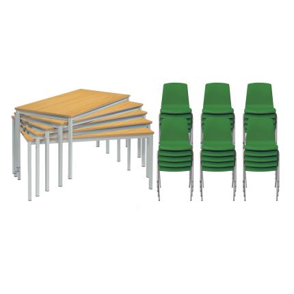 Findel Everyday 15 Tables & 30 Chairs Packs - 14+ Years - Green