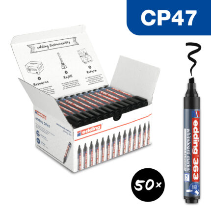 edding 363 Whiteboard Marker - Black - Chisel Tip - Pack of 50