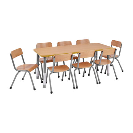 Milan Rectangular Height Adjustable Table - 8 Seater - Grey