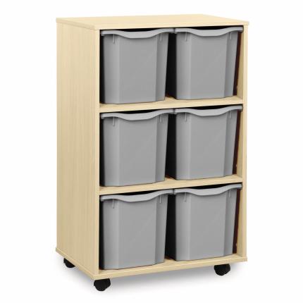 Classmates 6 Quad Tray Unit - Vertical  - Grey - Maple