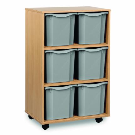 Classmates 6 Quad Tray Unit - Vertical  - Grey - Beech
