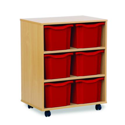 Classmates 6 Triple Tray Unit - Red - Beech