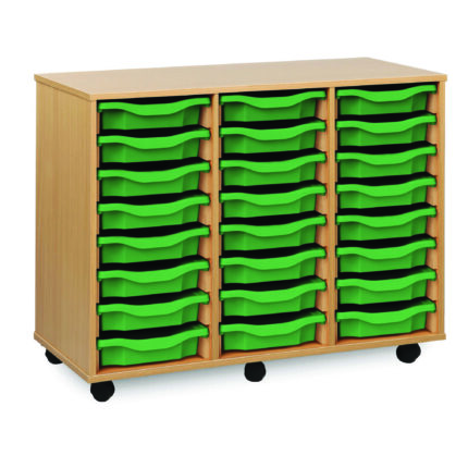 Classmates 24 Single Tray Unit - Vertical - Green - Beech