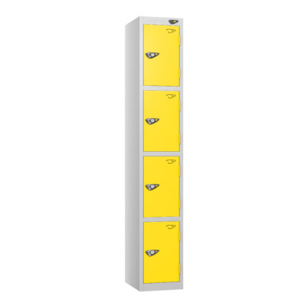 PURE Full Height, Flat Top Lockers - 30cm Depth - Yellow - 4 Door