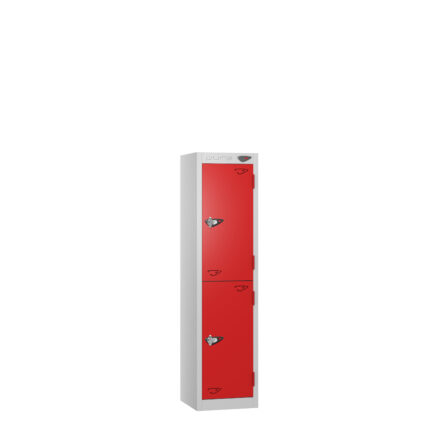 PURE Lockers - Low Height, Flat Top, Depth 45cm - Red - 2 Door