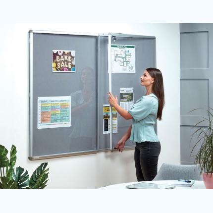 SmartShield Aluminium Lockable Noticeboard - Grey - 90x60cm