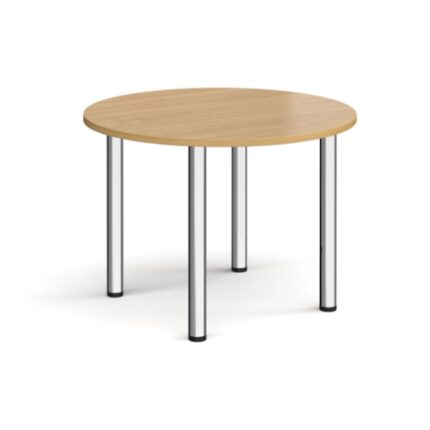 Turin Round Table With Chrome Legs Oak