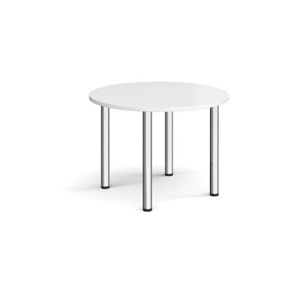 Turin Round Table With Chrome Legs Wht