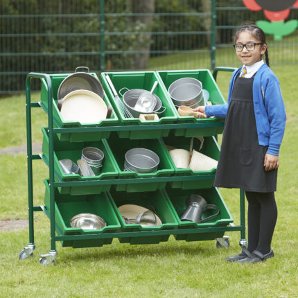 Metal Tilted Tray Trolley Outdoor Cover